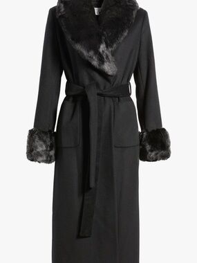 Via Spiga Women's Wool-Blend Fur Trim Coat
